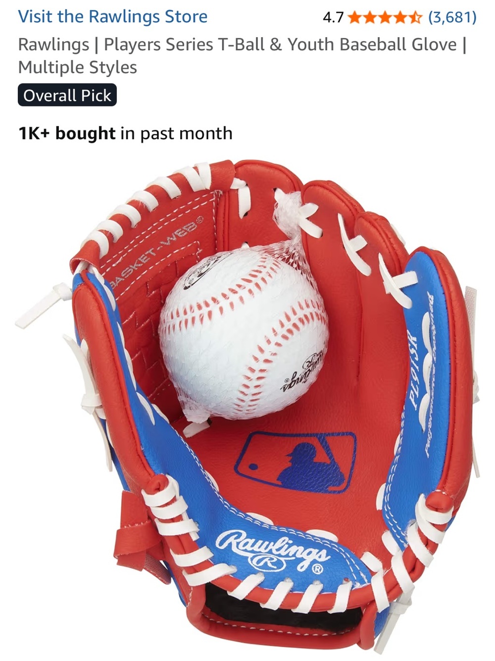 Rawlings toddler baseball glove